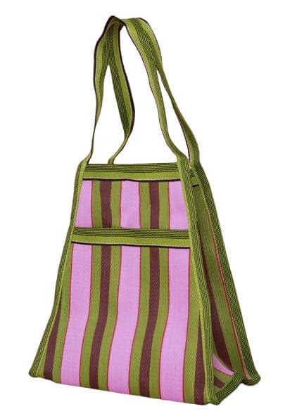 Purple green brown trapezium shape nylon bag
