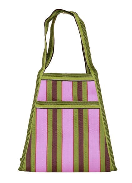 Purple green brown trapezium shape nylon bag