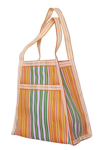 Orange green trapezium shape nylon bag