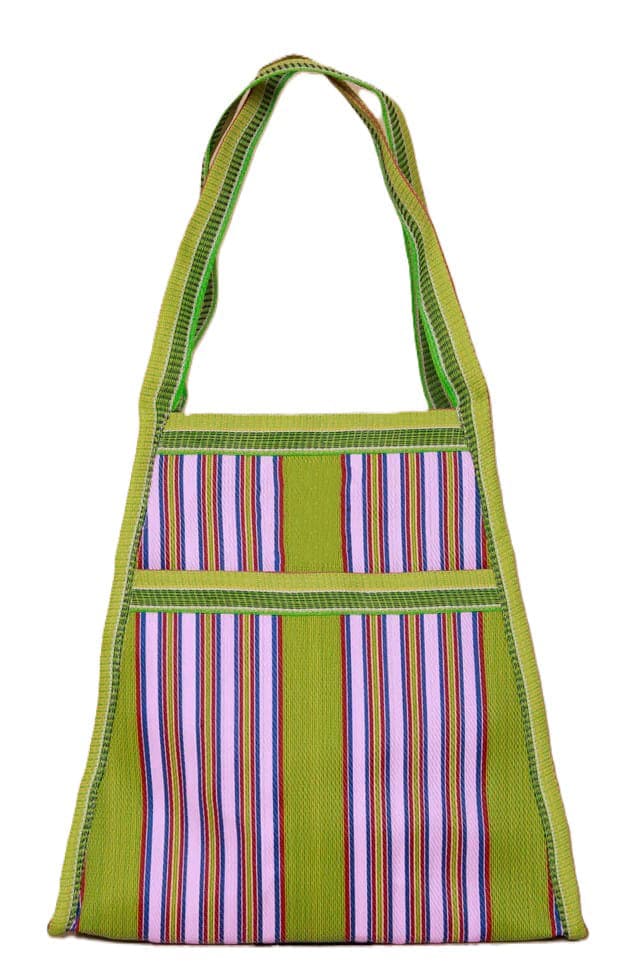 Olive purple trapezium shape nylon bag