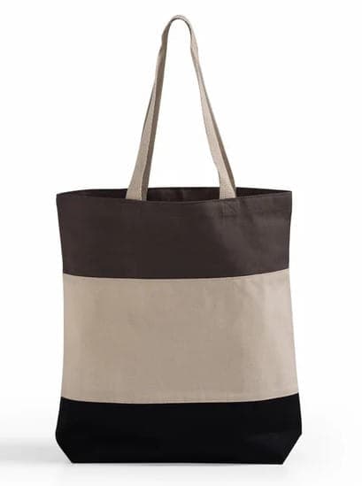 Tri tone color cotton grocery shopping bag
