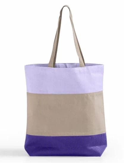 Tri tone color cotton grocery shopping bag