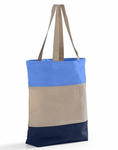 Tri tone color cotton grocery shopping bag