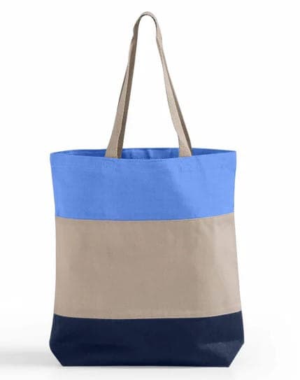 Tri tone color cotton grocery shopping bag
