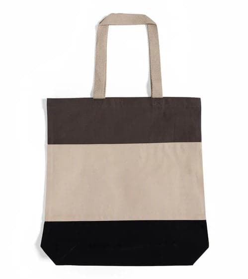 Tri tone color cotton grocery shopping bag