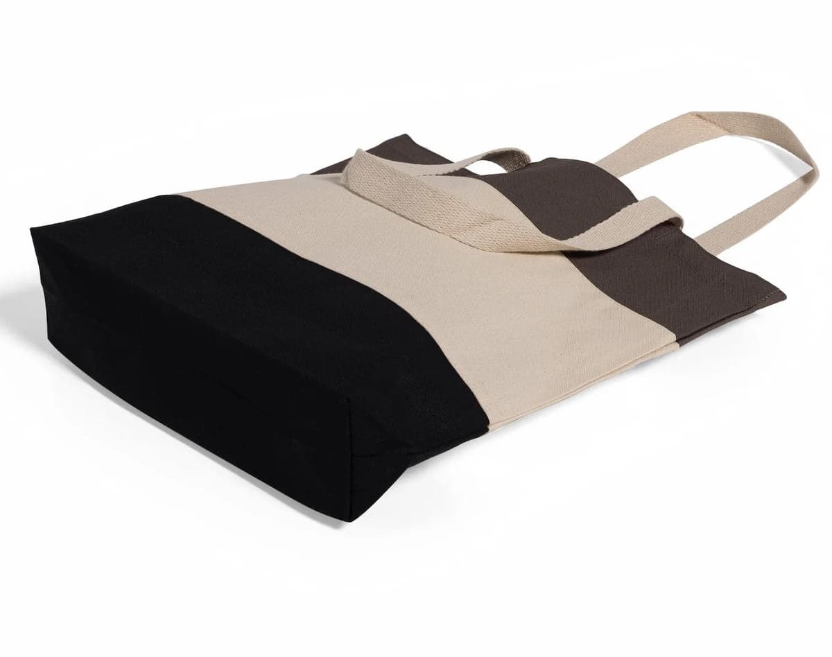 Tri tone color cotton grocery shopping bag
