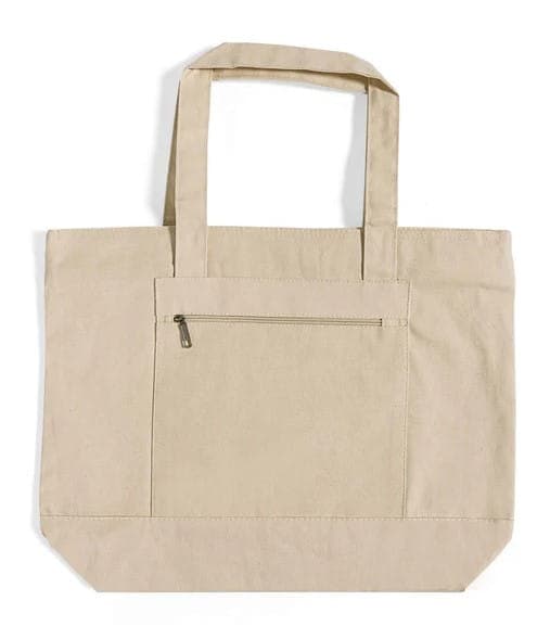 Front zipper canvas shopping bag 