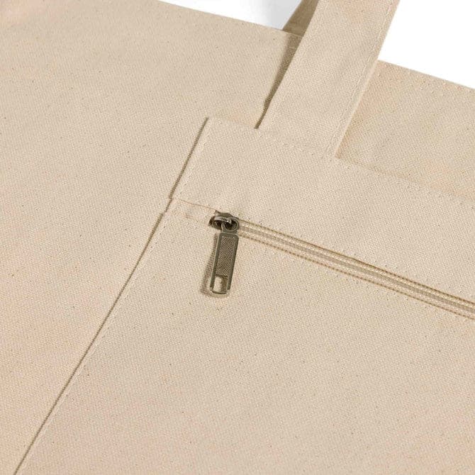 Front zipper canvas shopping bag 
