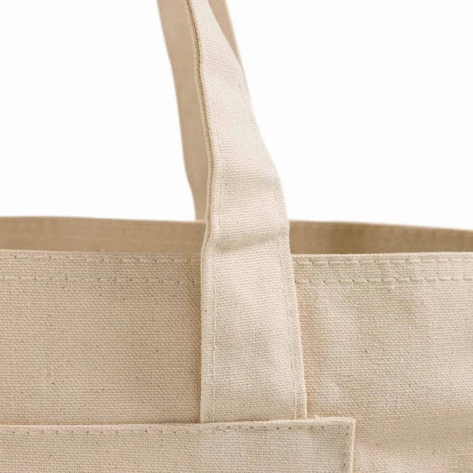 Front zipper canvas shopping bag 