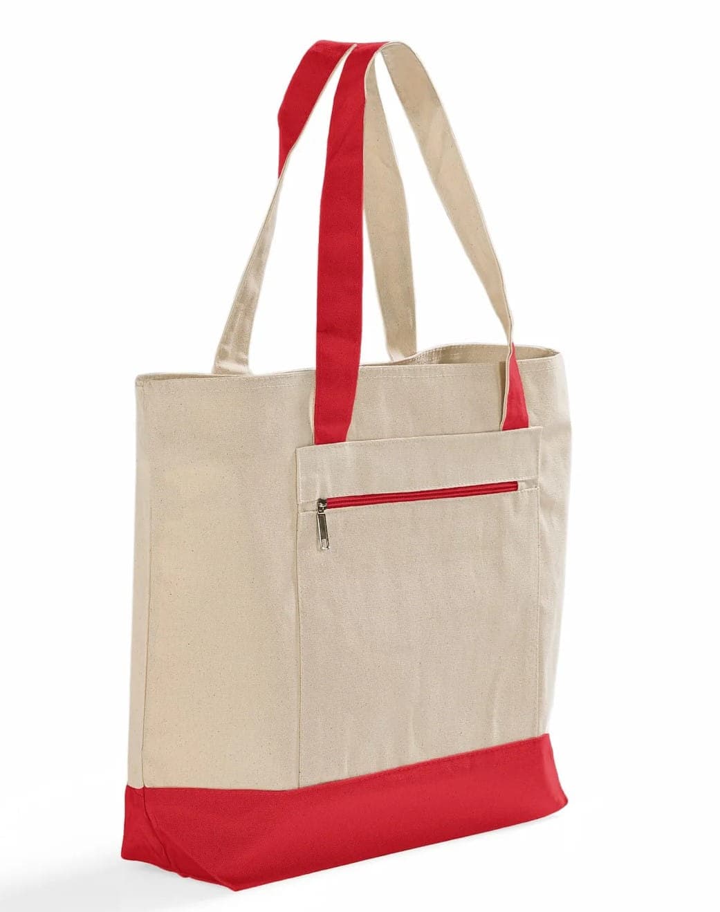 Front zipper canvas shopping bag 