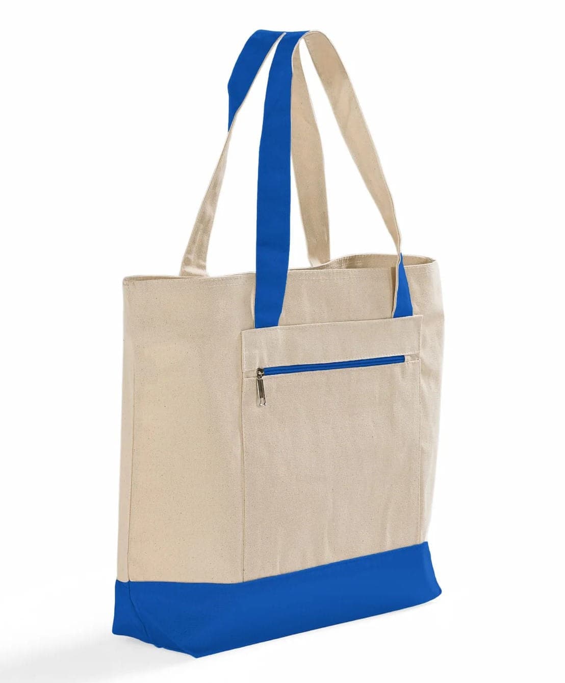 Front zipper canvas shopping bag 