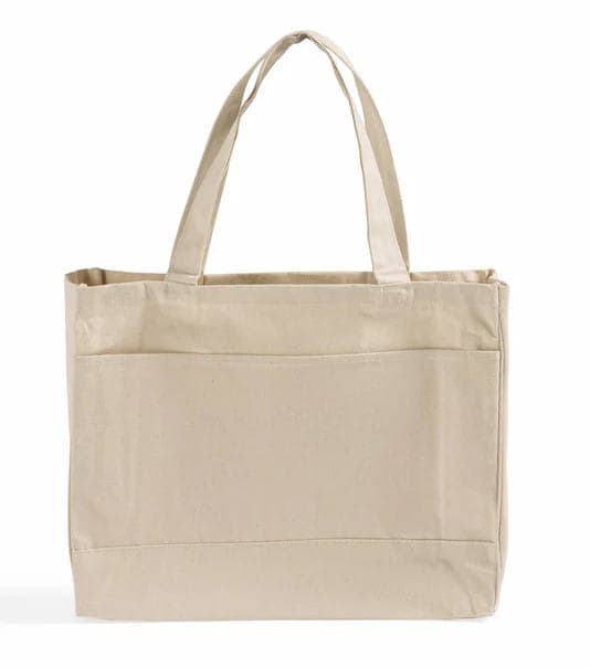 Large front pocket canvas shopping bag 