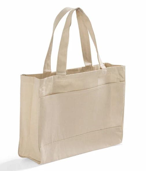 Large front pocket canvas shopping bag 