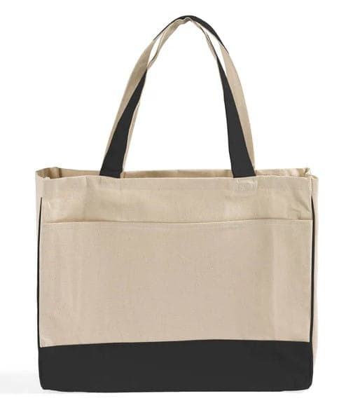 Large front pocket canvas shopping bag 