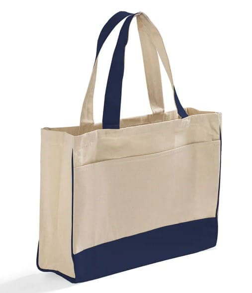 Large front pocket canvas shopping bag 