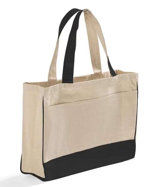 Large front pocket canvas shopping bag 