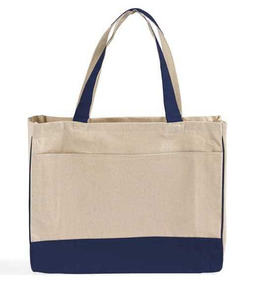Large front pocket canvas shopping bag 
