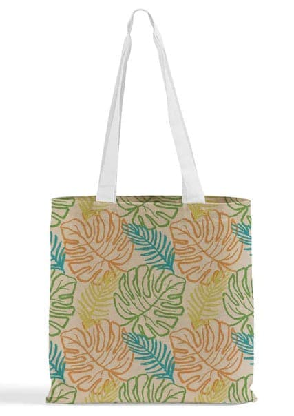 Leaf printed natural base grocery shopping bag