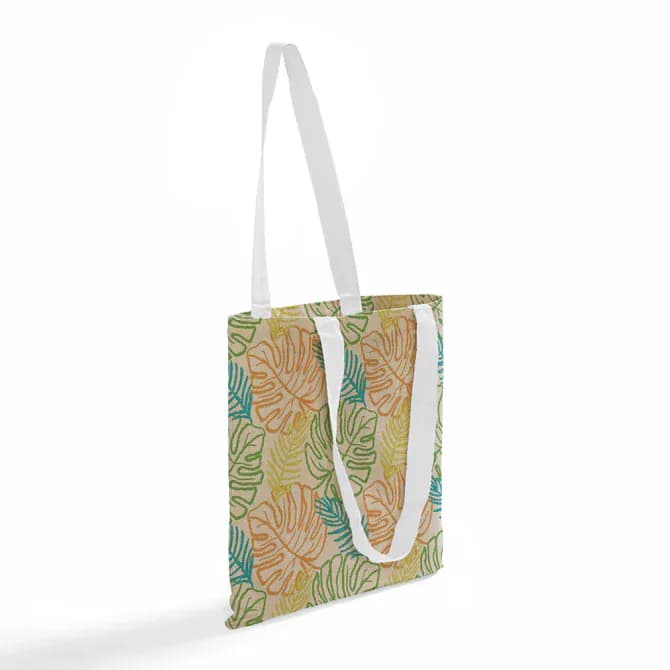 Leaf printed natural base grocery shopping bag