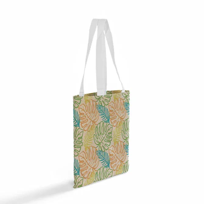 Leaf printed natural base grocery shopping bag