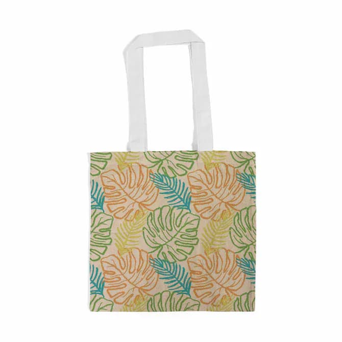 Leaf printed natural base grocery shopping bag