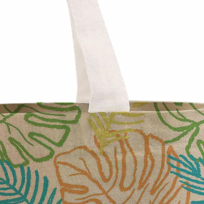 Leaf printed natural base grocery shopping bag