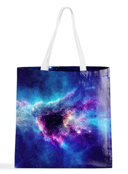 Abstract sky art blue canvas shopping grocery bag 