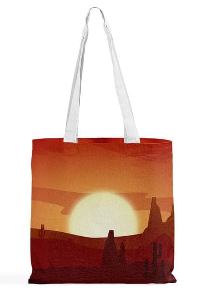 Sunset print canvas grocery shopping bag