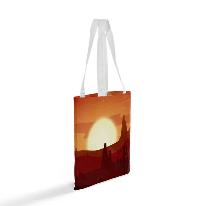 Sunset print canvas grocery shopping bag
