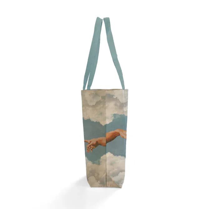Hand sky print canvas grocery picnic shopping bag