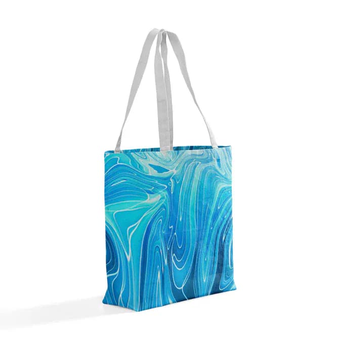 Water seamless design canvas grocery shopping bag