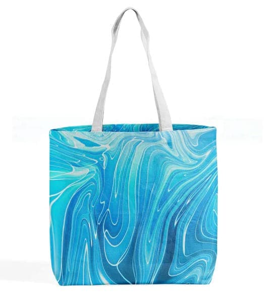Water seamless design canvas grocery shopping bag