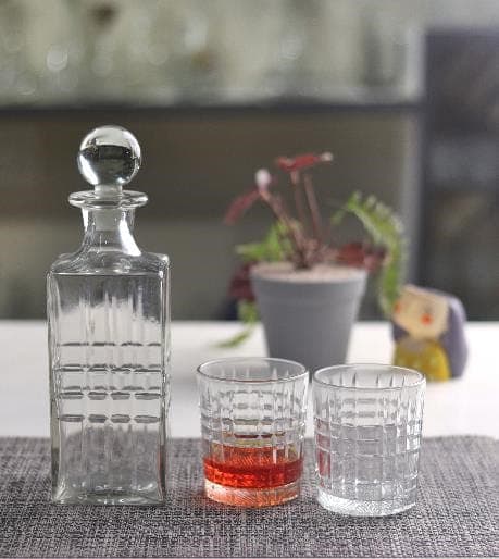 Square cut vintage decanter tumbler set