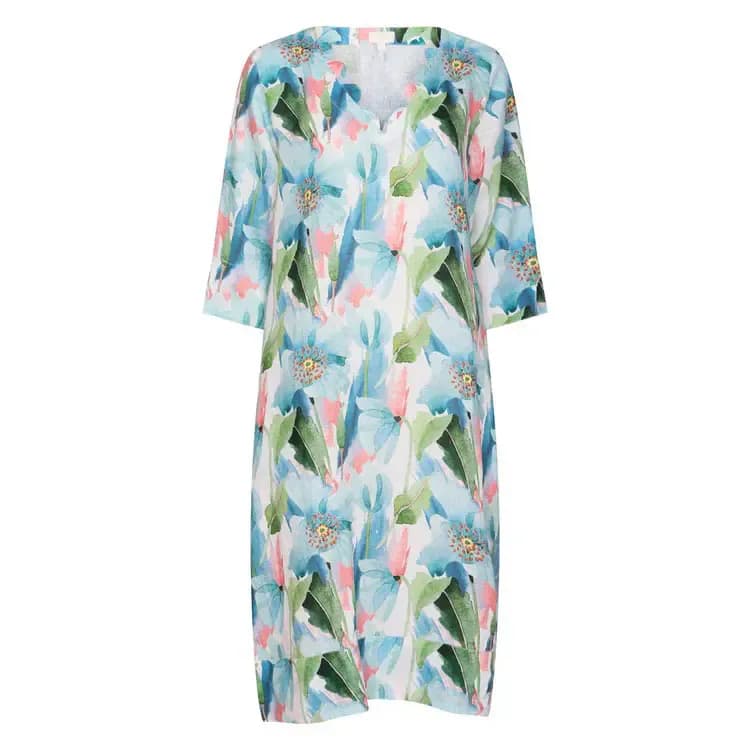 TULIP POPPY CLASSIC MIDI TUNIC LINEN BLUE