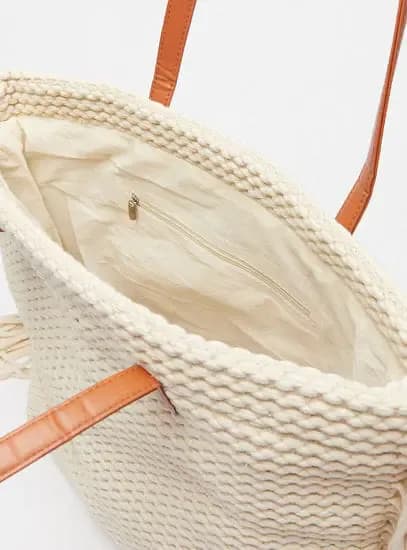 Textured Tote Bag with Double Handle