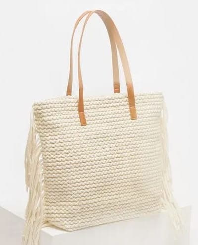 Textured Tote Bag with Double Handle