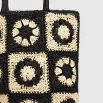 Black & Natural Crochet Tote