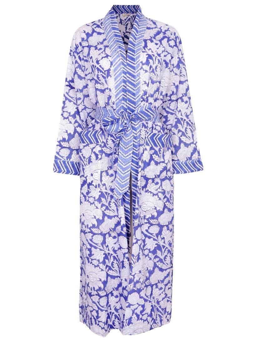 Hand Printed Cotton Kimono Robe