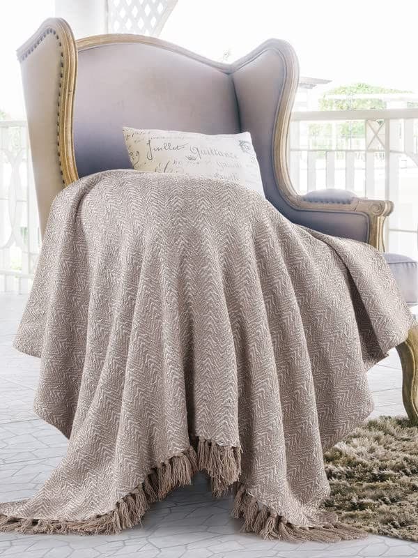 Soft Herringbone Throw Blanket | Used Both Indoor and Outdoor |Blanket for Living Room, Sofa, Bed & Chair | Grey Throw Blanket