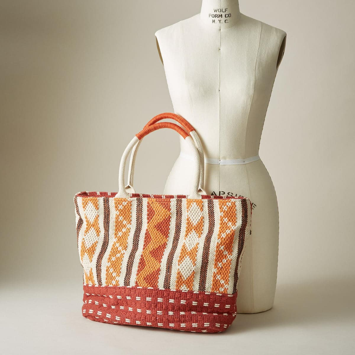 Cara Tribal Print Woven Durable Shoulder Tote Bag