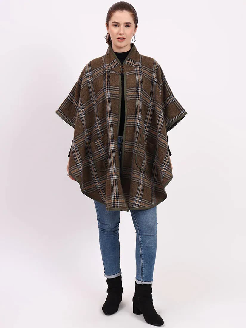  Highland Olive Tartan Cape