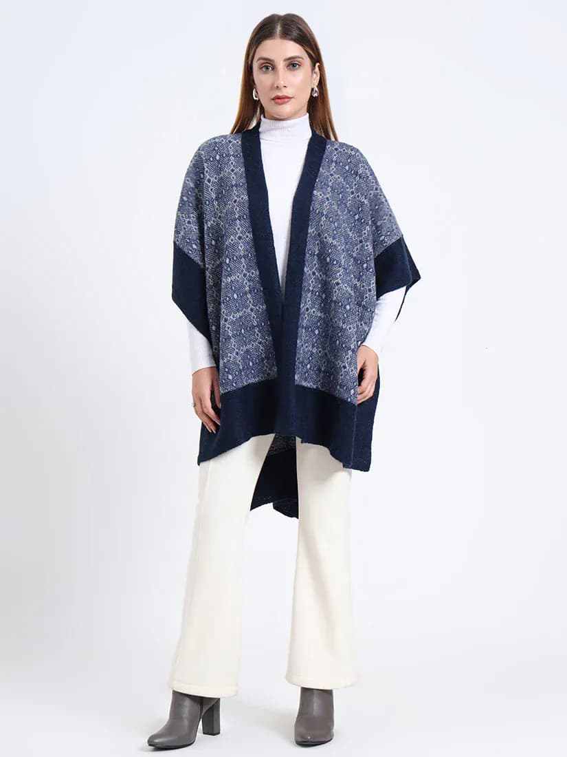 Midnight Lattice Patterned Weave Cape