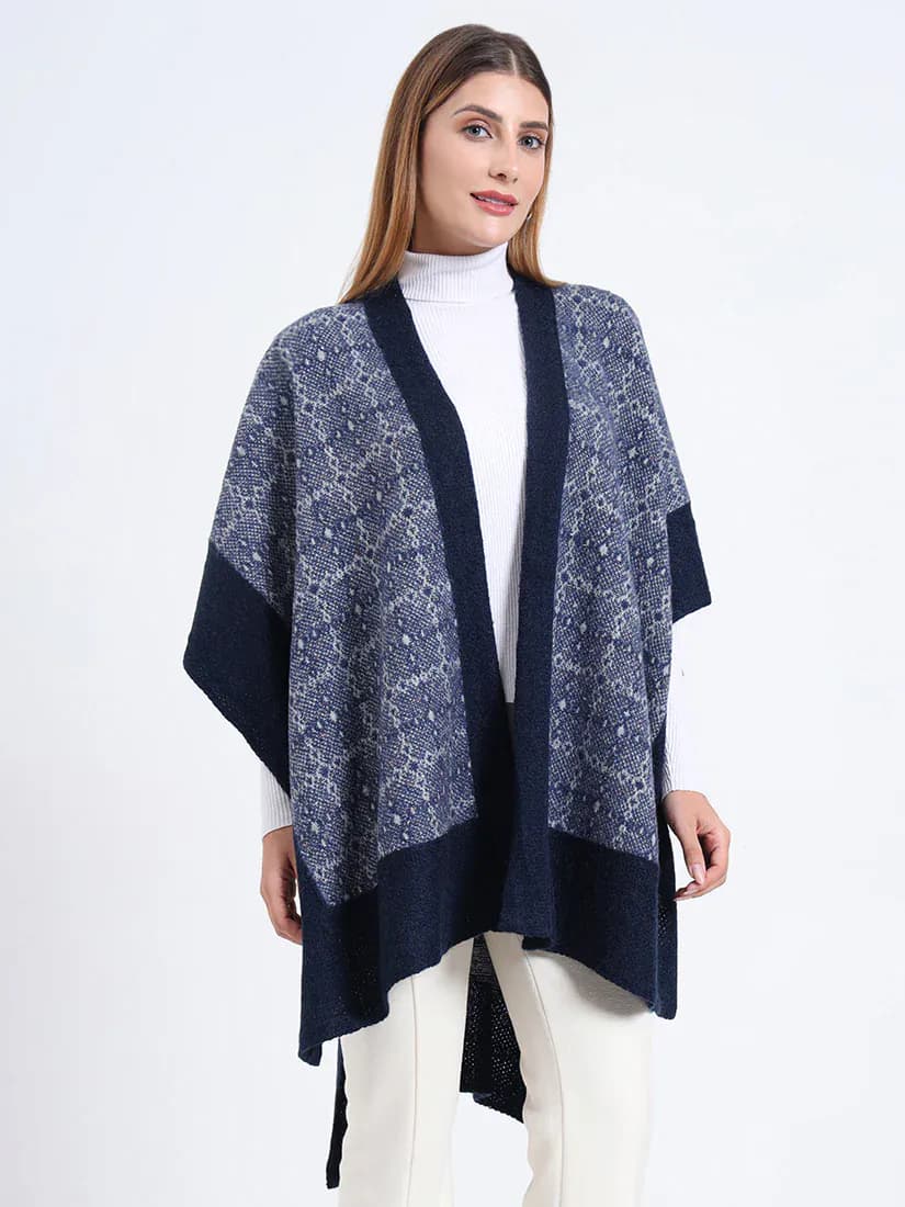 Midnight Lattice Patterned Weave Cape