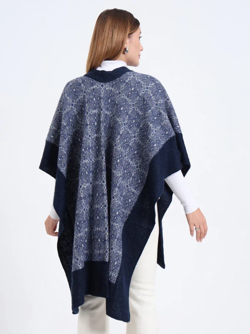 Midnight Lattice Patterned Weave Cape