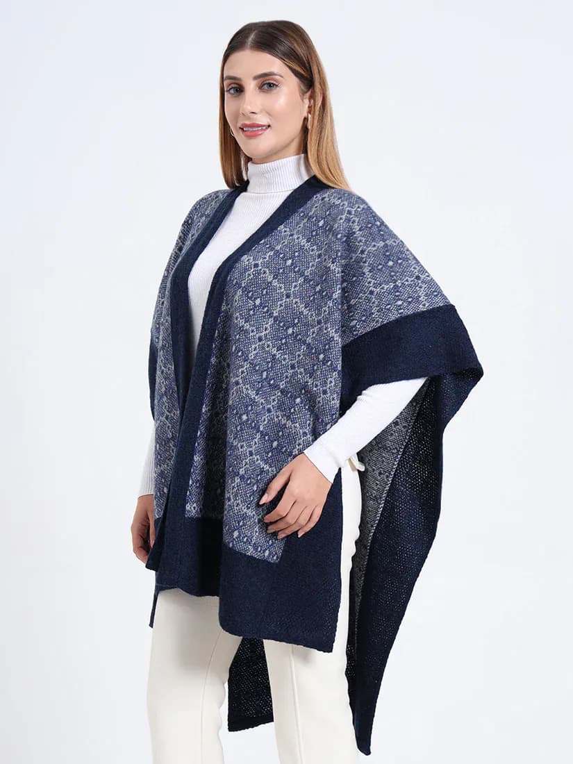 Midnight Lattice Patterned Weave Cape