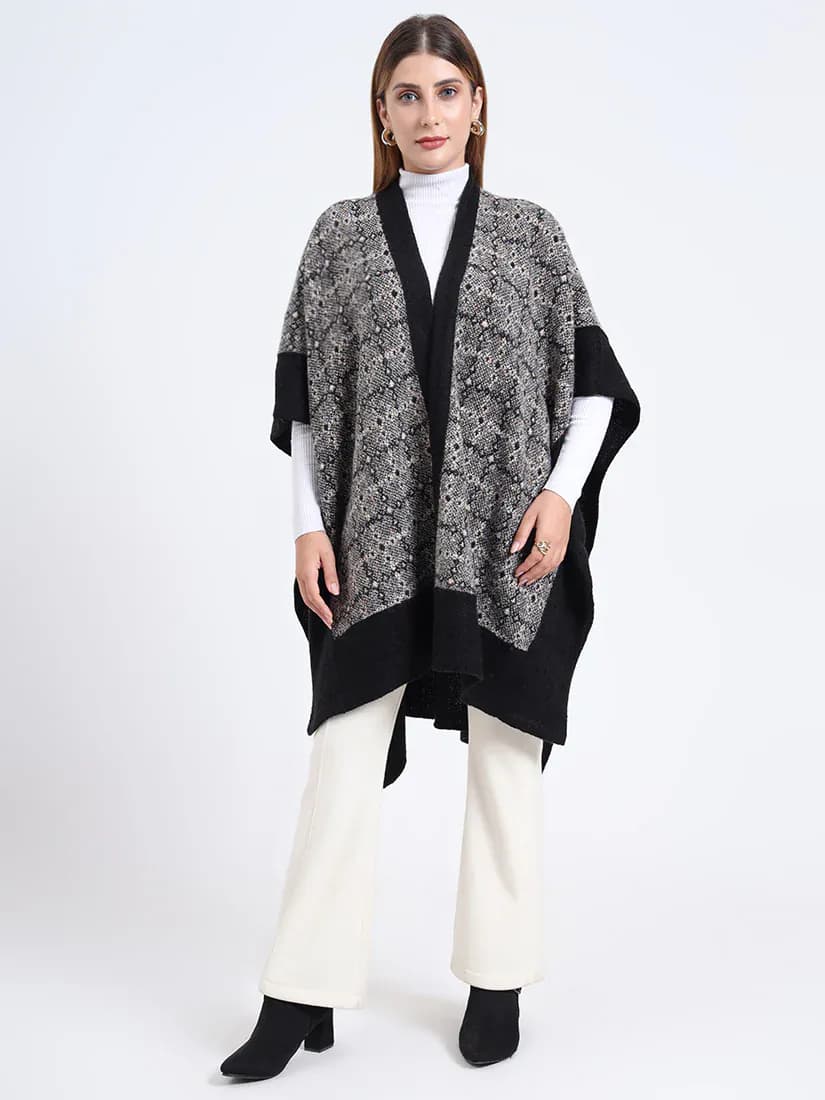  Onyx Mist Lattice Patterned Weave Cape