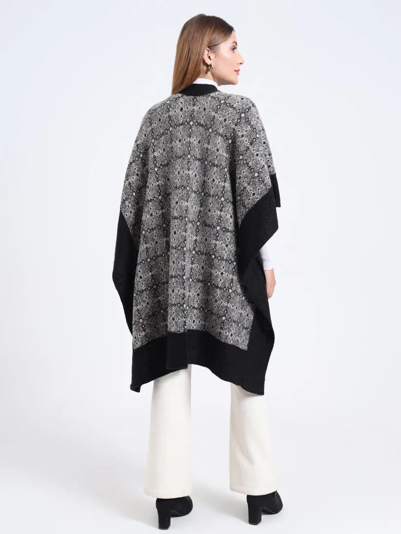  Onyx Mist Lattice Patterned Weave Cape