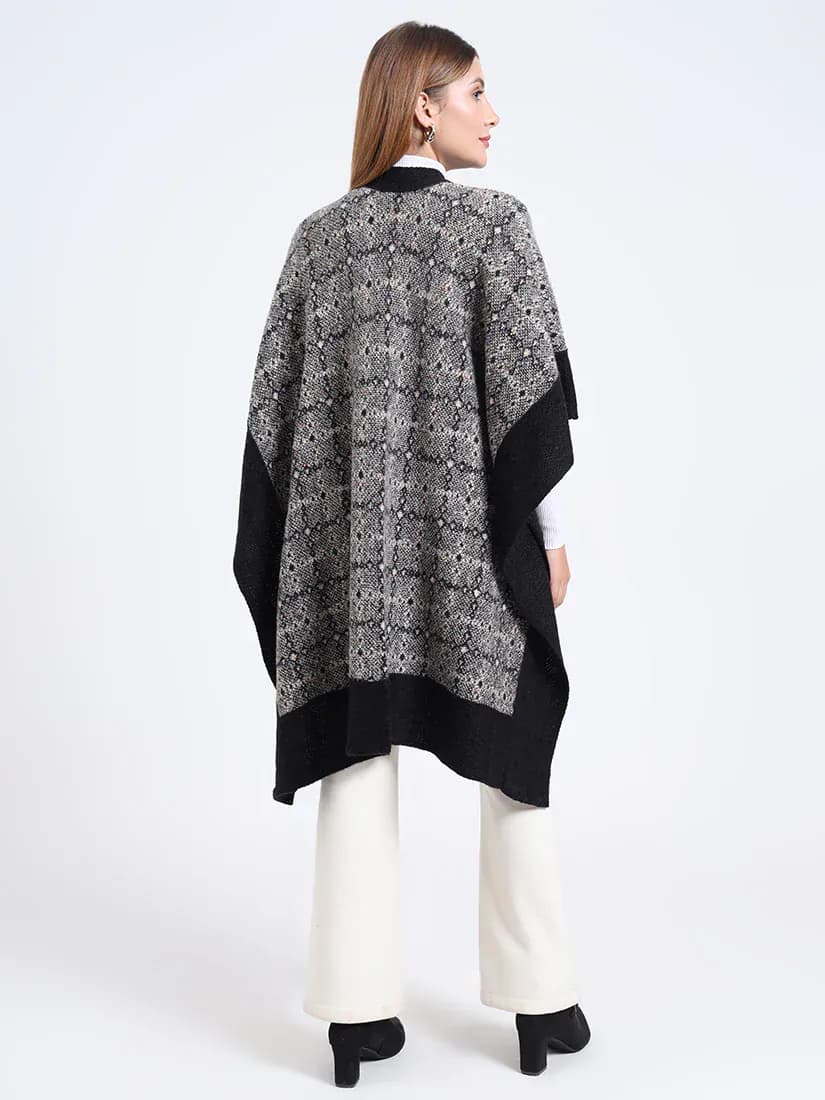  Onyx Mist Lattice Patterned Weave Cape