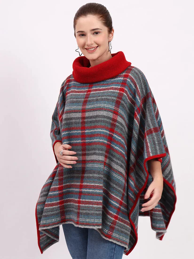  Heathermoor Crimson Stripe Poncho