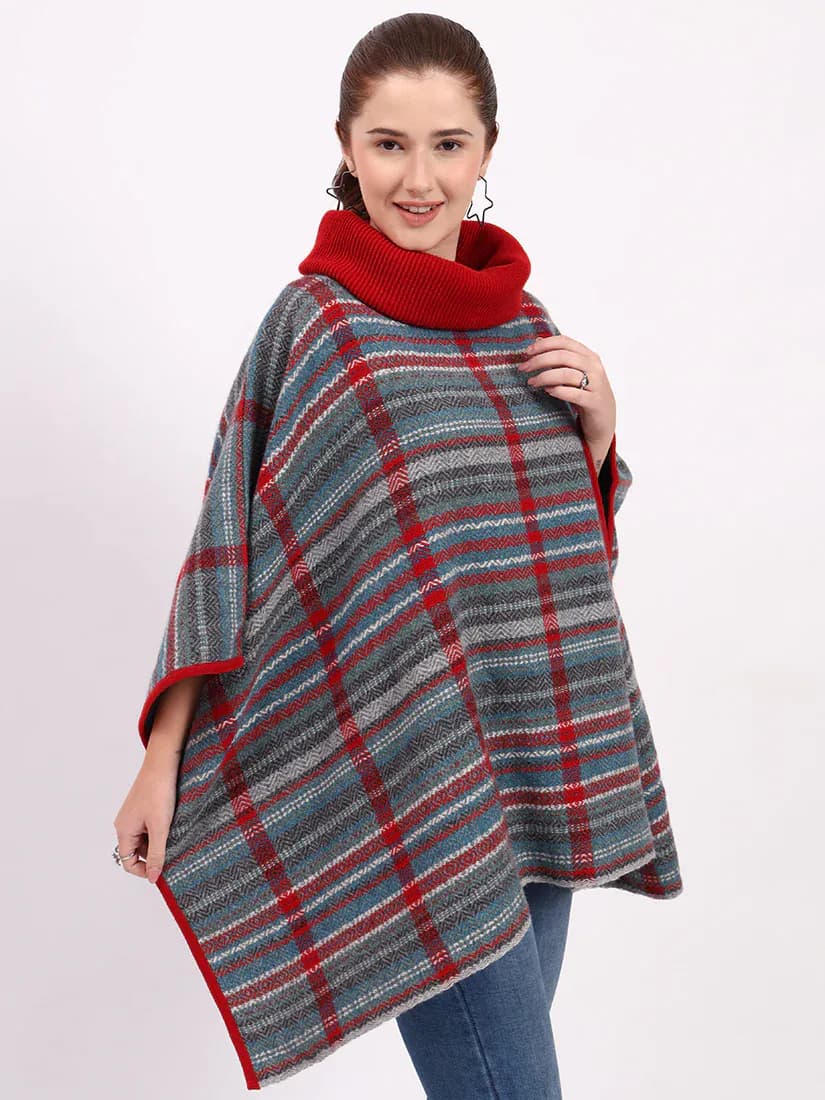  Heathermoor Crimson Stripe Poncho